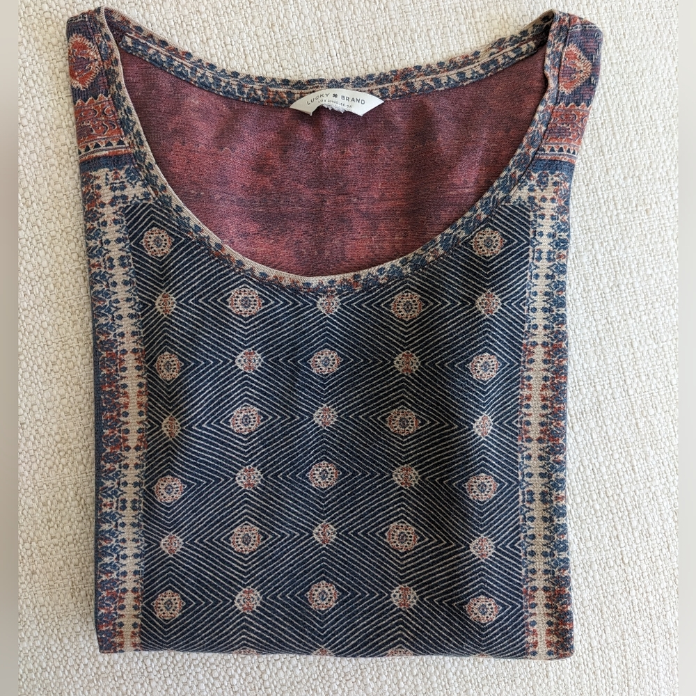Lucky Brand Kanta Border Boho Vintage T-Shirt